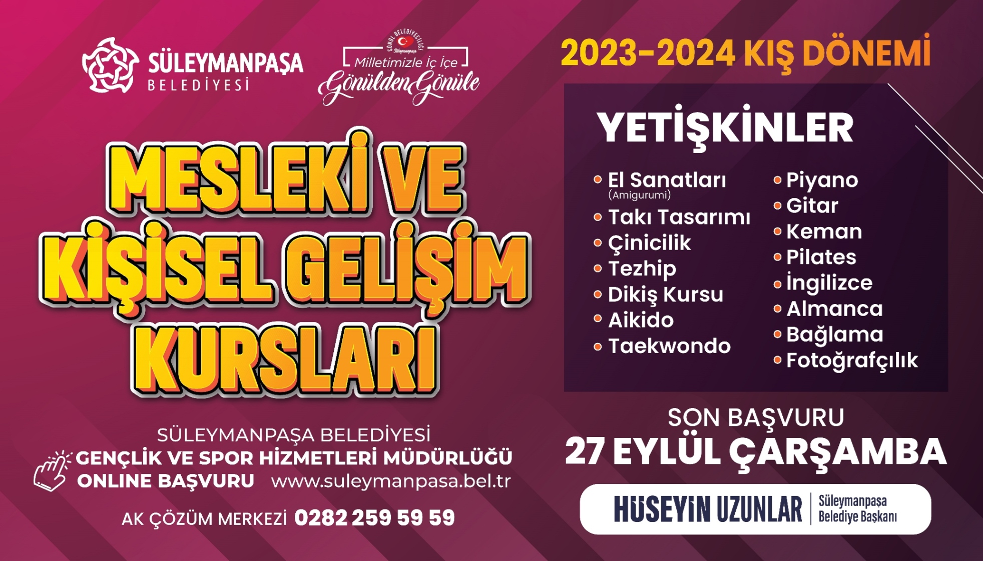 Süleymanpaşa Belediyesi Kış Okulu kayıtları başladı