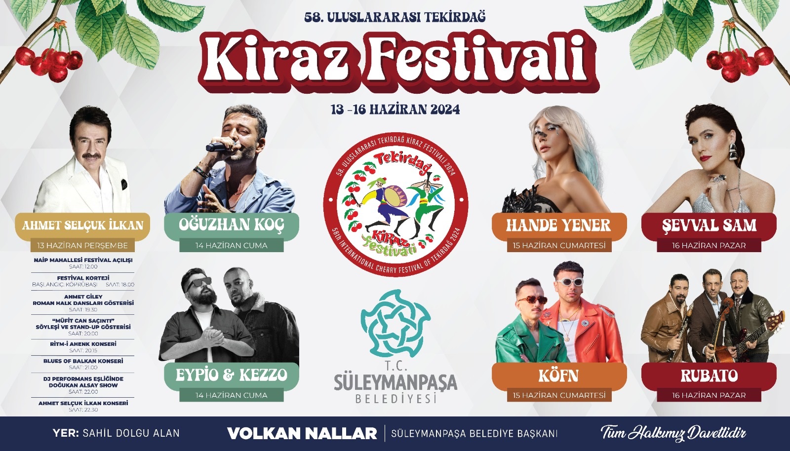 58. Uluslararası Tekirdağ Kiraz Festivali Programı