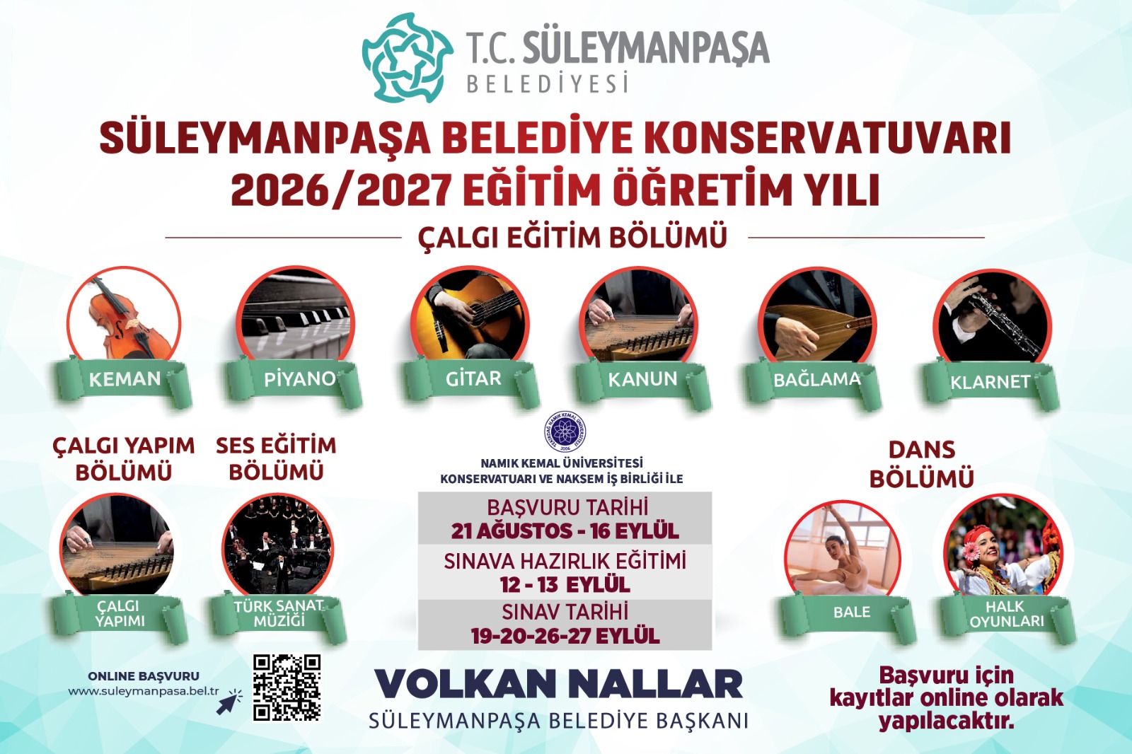 Süleymanpaşa Belediye Konservatuvarı Ön Kayıtları Başladı